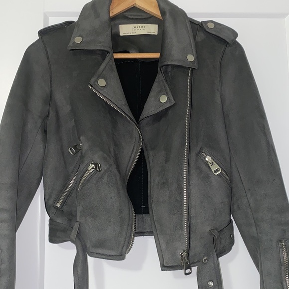 Zara Suede jacket with belt - Grey Size XS - Picture 3 of 5